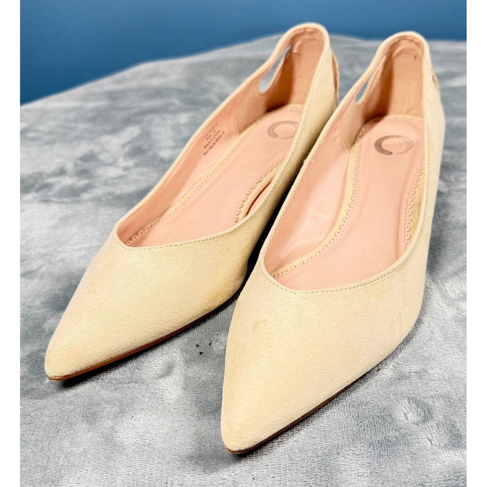 Journee Collection Kitten Heels Womens 10 Beige Pointed Toe Slingback